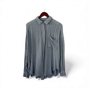 We The Free Waffle Knit Button Down Top Women's Small Drapey Happy Hour Shirt